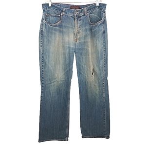 PERRY ELLIS Men's Jeans 38X32 Relaxed Distressed Comfortable Straight Leg